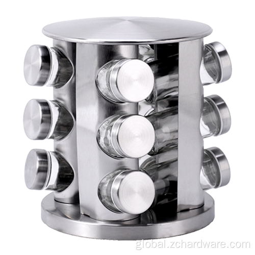 Salt And Pepper Shaker Rotating Seasoning Organizer With Jars For Cabinet Manufactory